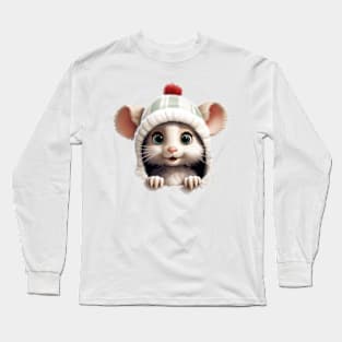 Christmas Peeking Baby Mouse Long Sleeve T-Shirt